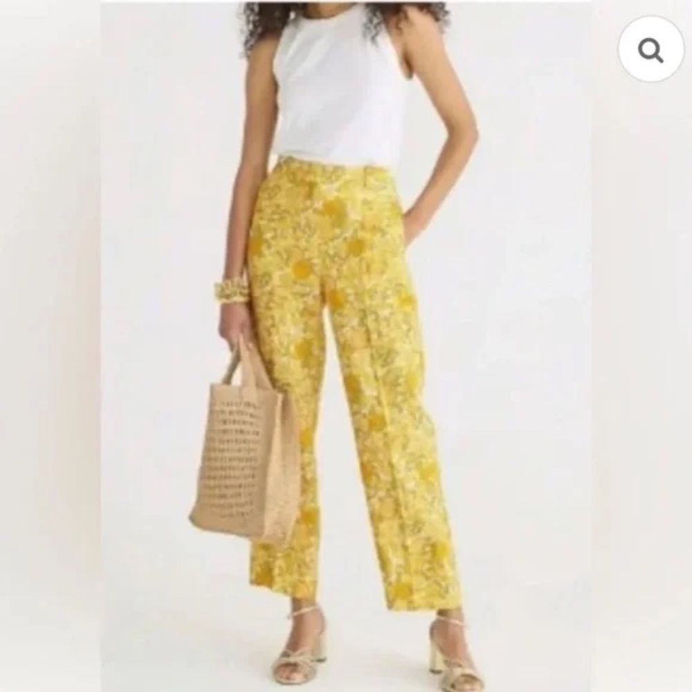 J Crew Linen Limoncello Lemons Oranges Slim Pants 6
